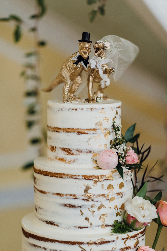 Dinosaur themed wedding cake